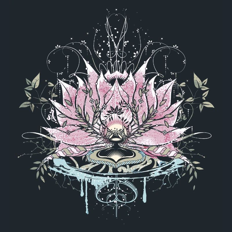 Fleur de lotus délicate avec des éléments d’eau et des graffitis