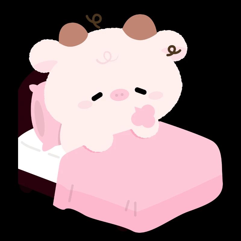 Schläfrige rosa Kuh Kawaii Schlafenszeit