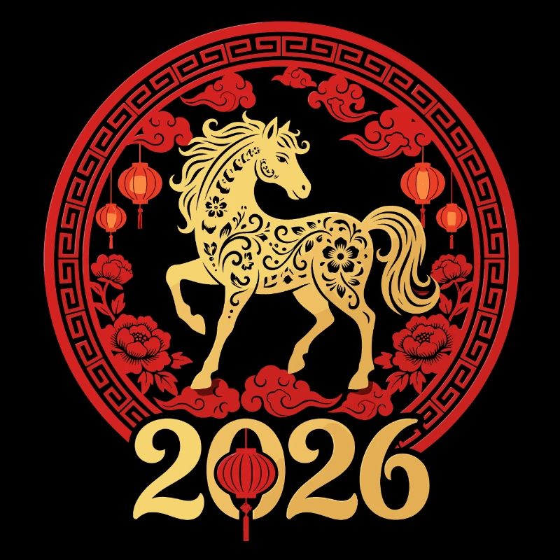Année du Cheval 2026 Or Nouvel An chinois