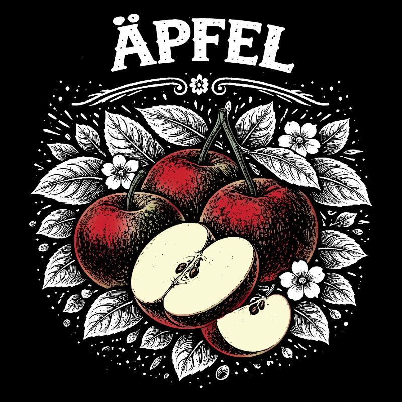 Apfelstillleben Schwarzweiß Vintage
