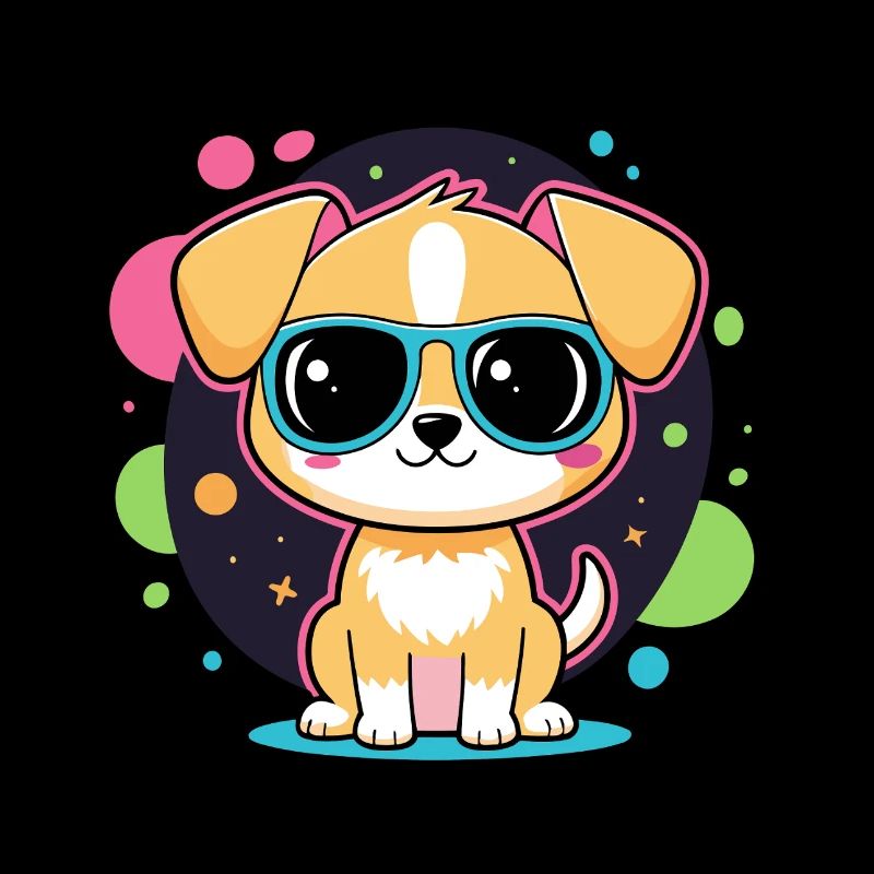Chiot néon avec lunettes