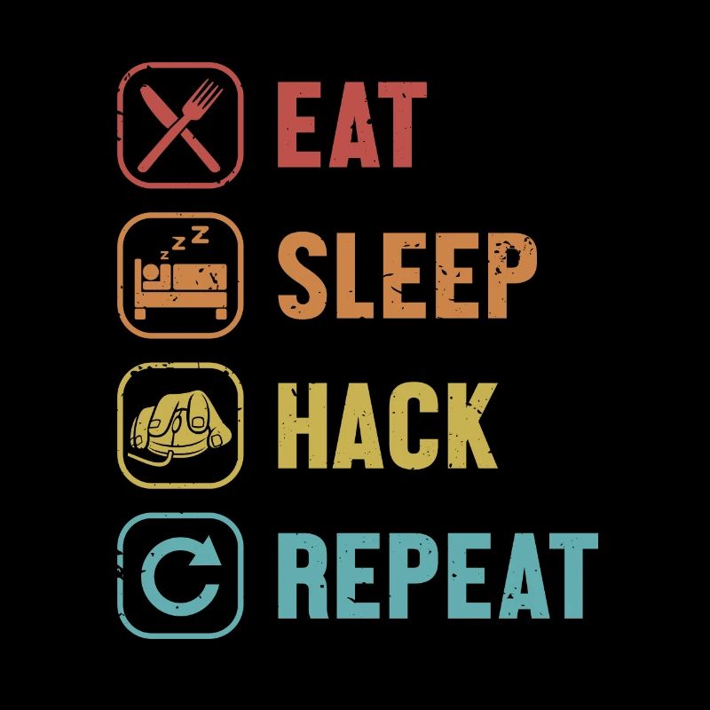 Manger Sommeil Hack Répéter Phishing Renifleur Chapeau Gris