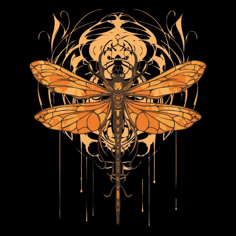 Jugendstil - Libelle und Blumen