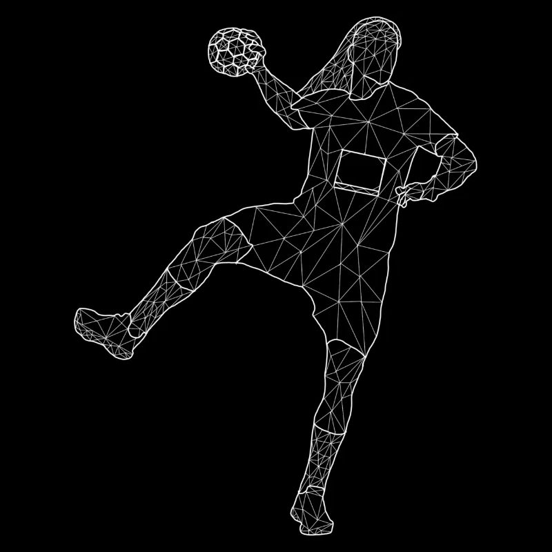 Handball player in shot, white Design