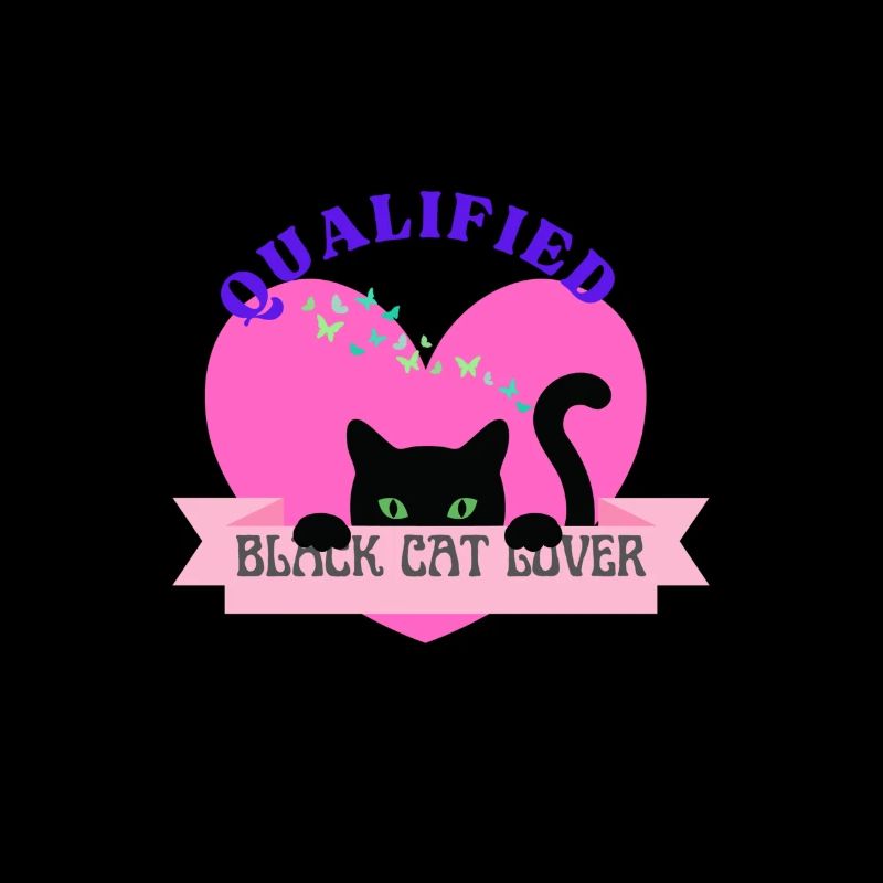"Qualified Black Cat Lover" - Black Cat Heart
