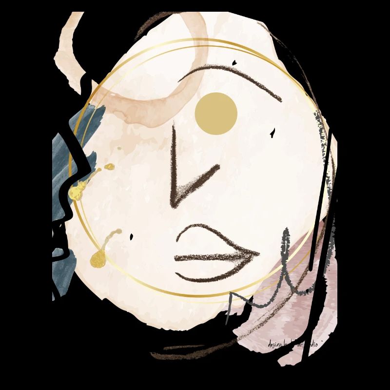 Modern design with abstract face, watercolor background,