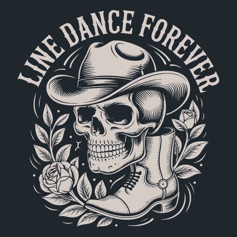 Skull with Cowboy Hat Line Dance Forever