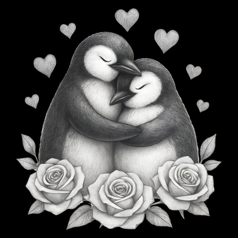 Love Duo Penguin Roses