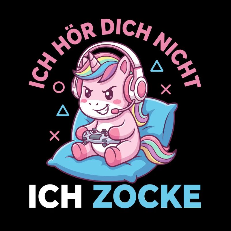 Lustiges Gamer Einhorn Headset Zocken Spruch