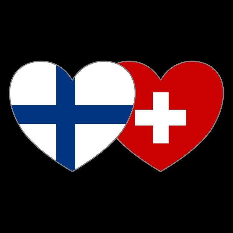 Finnland Schweiz Flagge Herz
