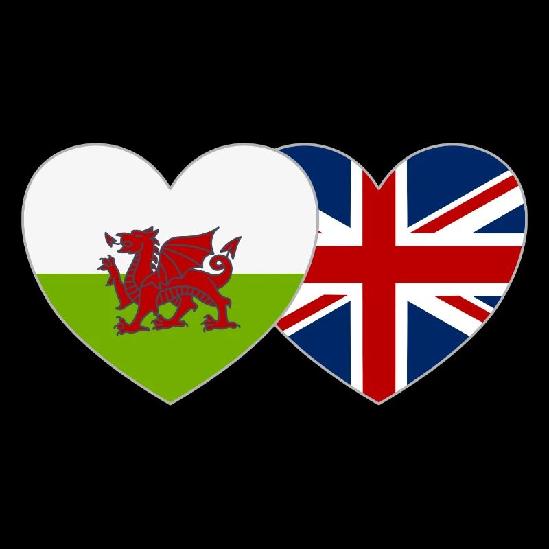 Pays de Galles Angleterre Flag Heart