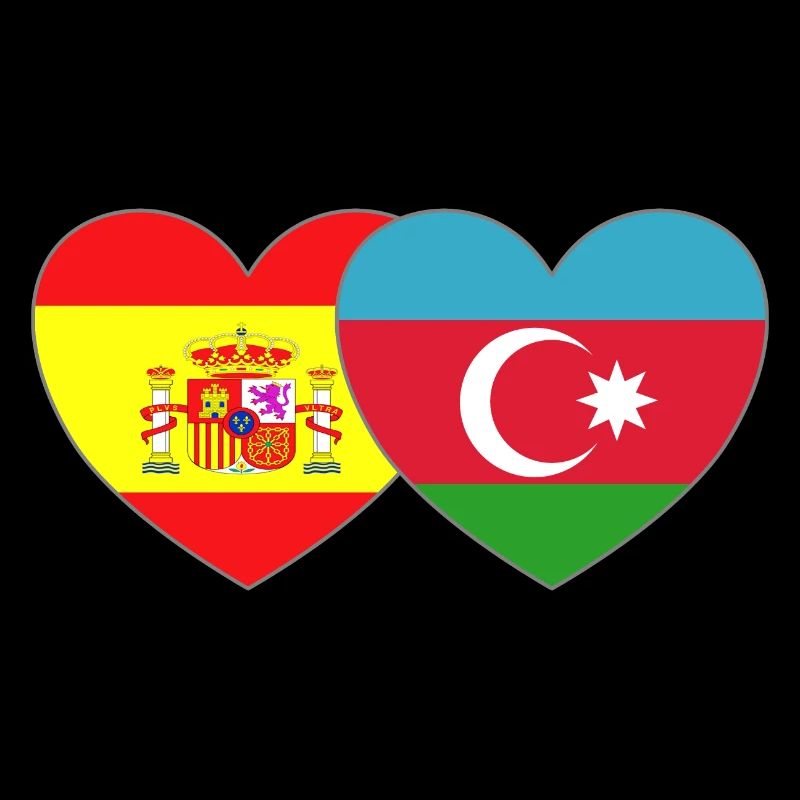 Espagne Azerbaïdjan Drapeau Cœur