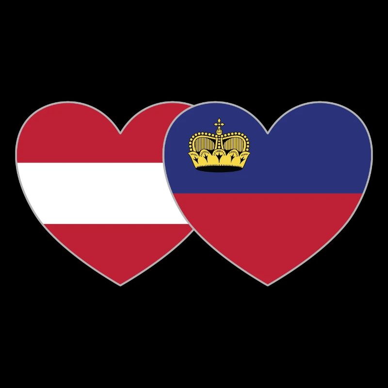 Austria Liechtenstein Flag Heart