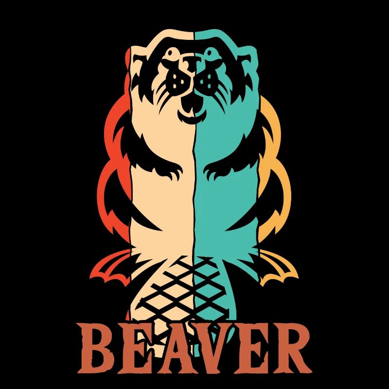 Retro Eurasian Castor Canadensis North American