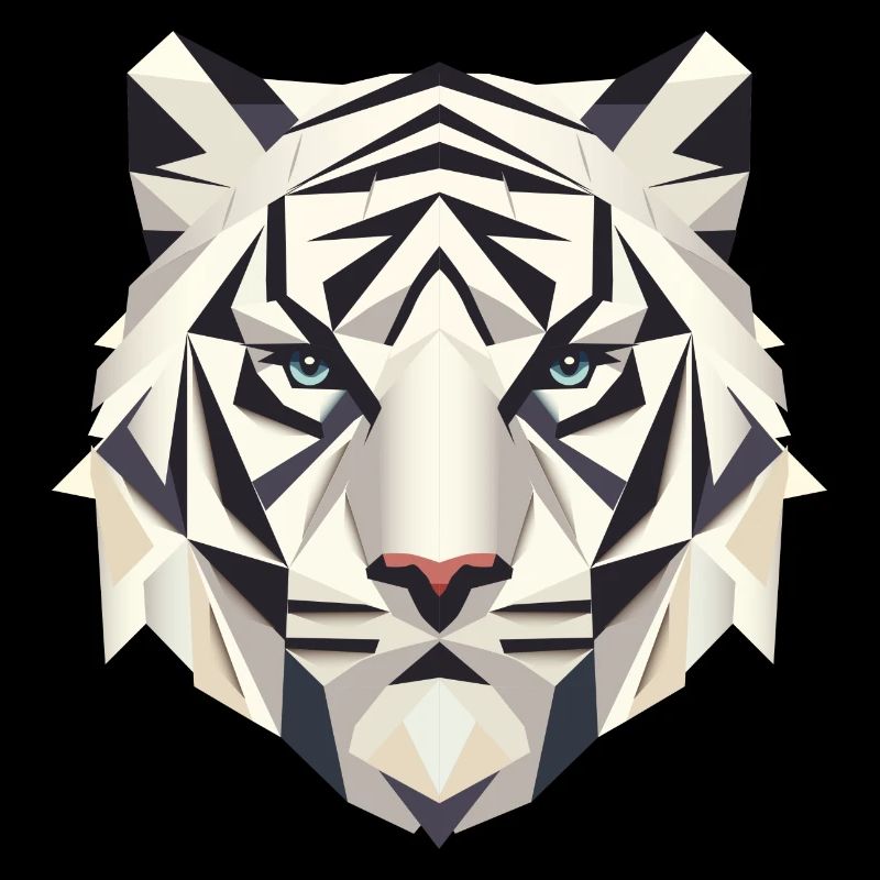 Tigre blanc géométrique – Force et élégance