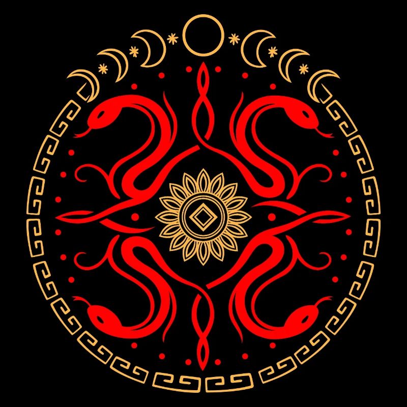 Roue serpentine avec phases de lune