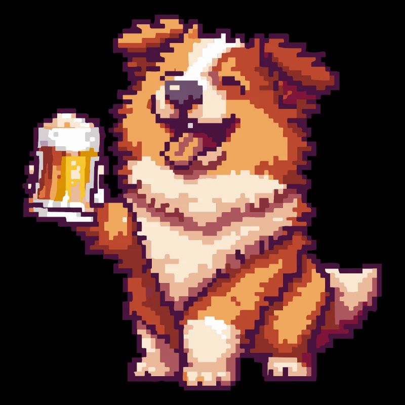 Border Collie Chien Pixel Bière