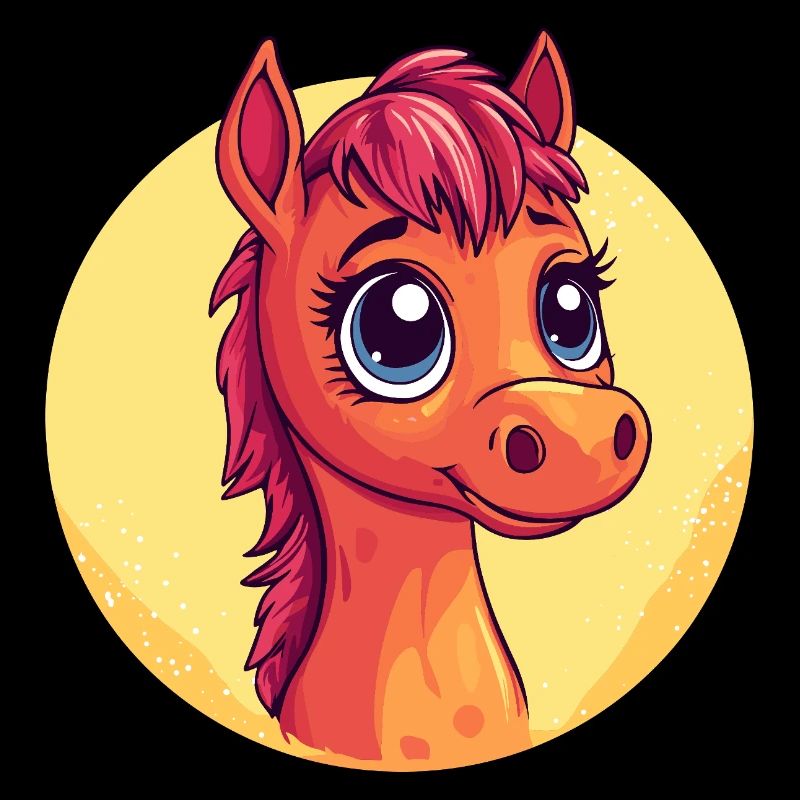Cuddly Pony Portrait Cartoon