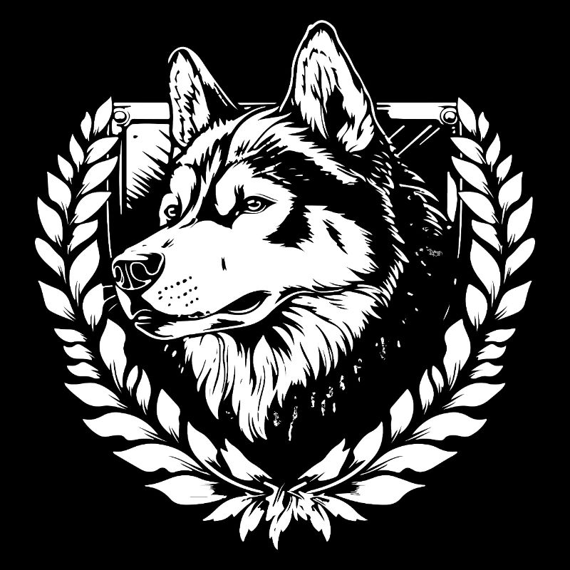 Husky in a laurel wreath
