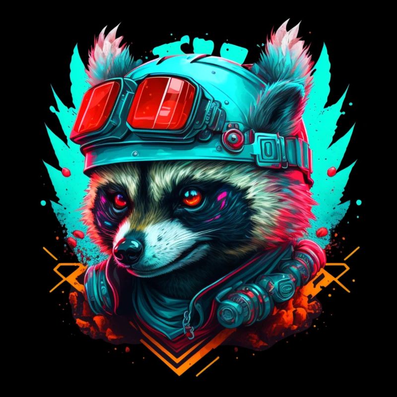Panda pilote néon steampunk