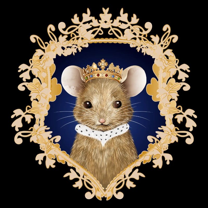 Portrait de souris avec couronne royale et col d’hermine