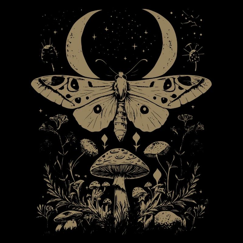 Moth Fairycore Goth Grunge Mushrooms