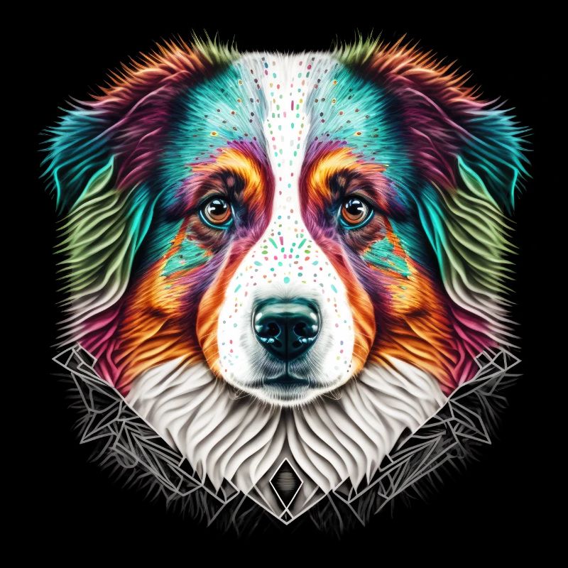 Farbenfrohes Australien Shepherd Kopf Artwork
