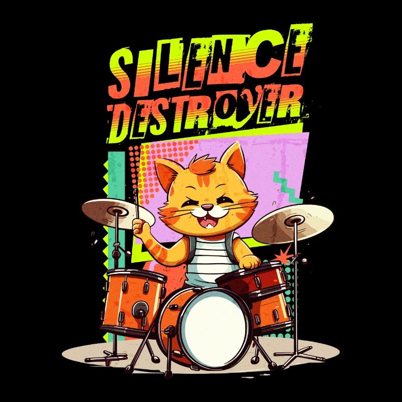 Drums Drums Silence Destroyer Cat Funny
