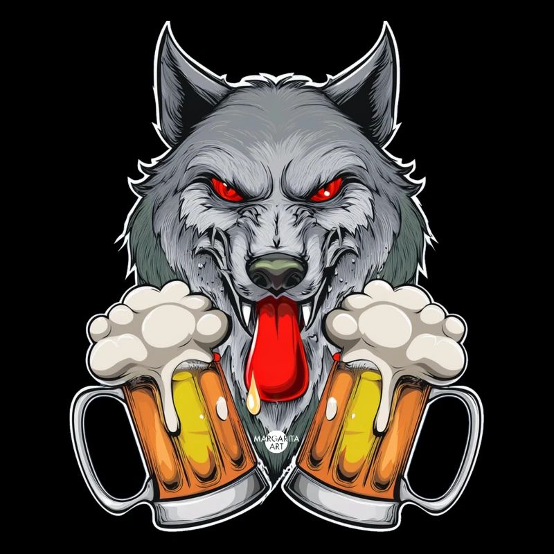 03 Party Wolf zwei Mass Bier zum anstoßen Prost