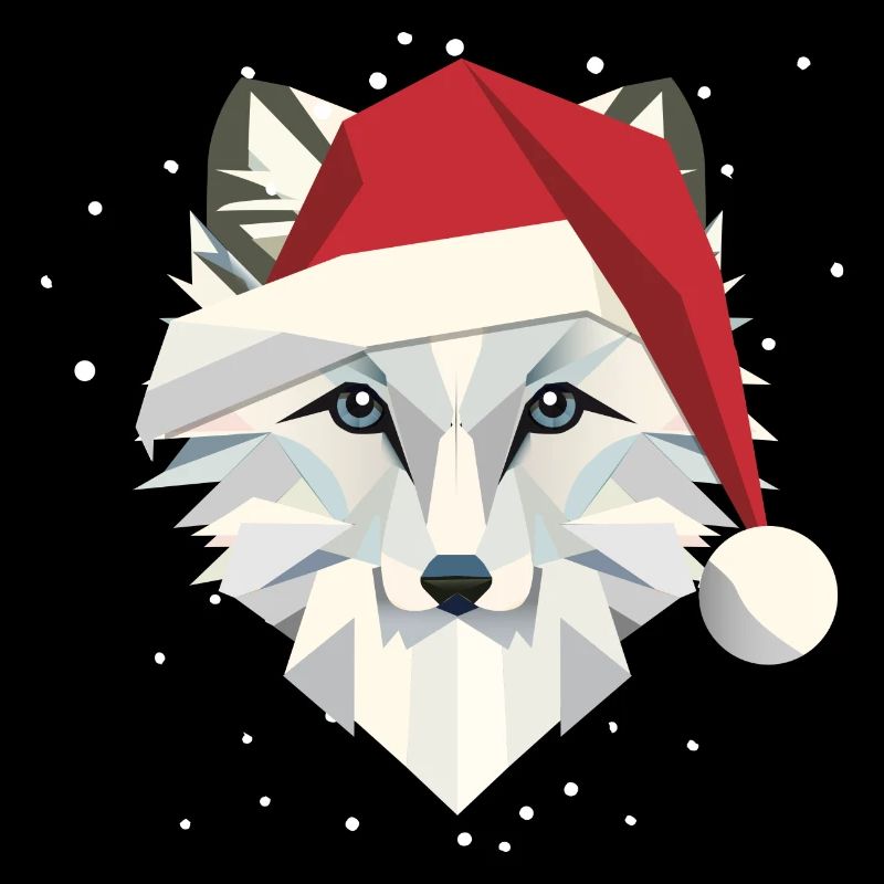witziger Polarfuchs im festlichen Weihnachtsdesign