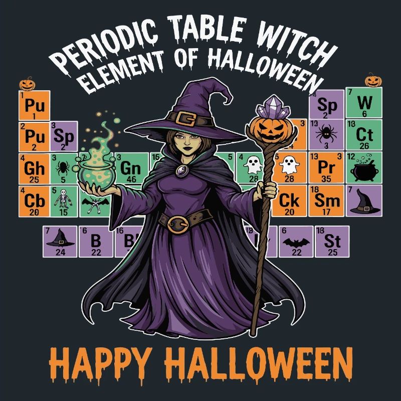 Halloween Witch and Periodic Table Design