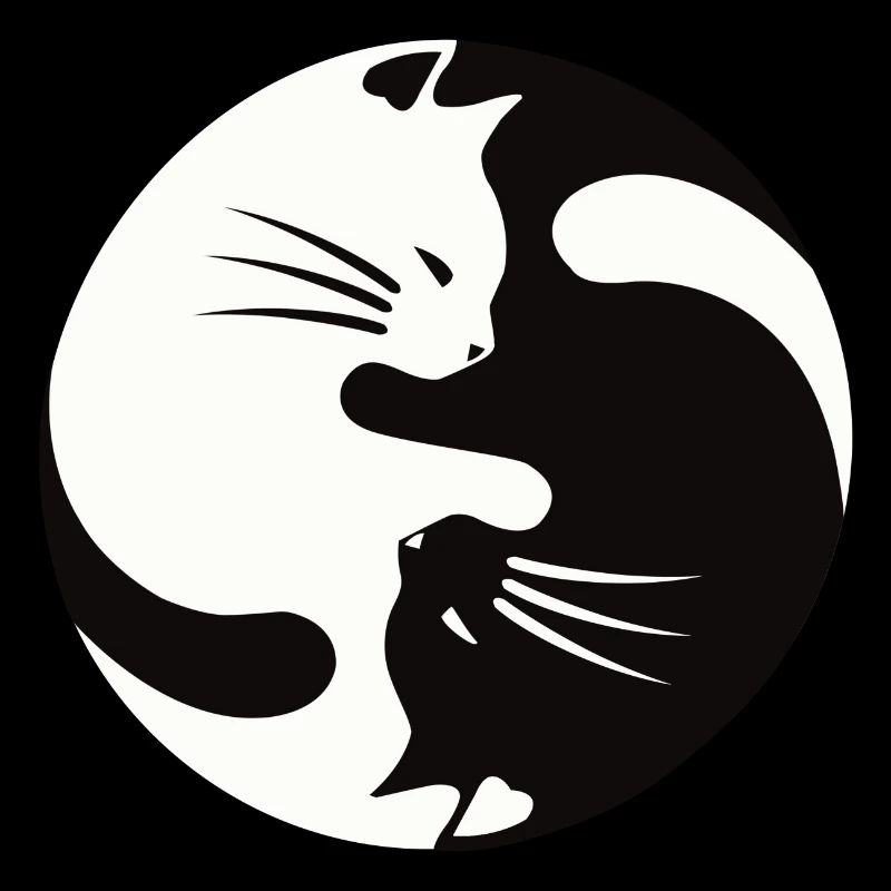 2 chats câlins, ying yang