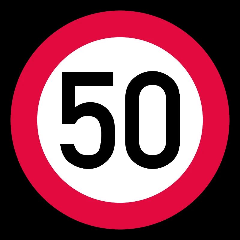 50 ans Attention ! Panneau de signalisation 50 km/h