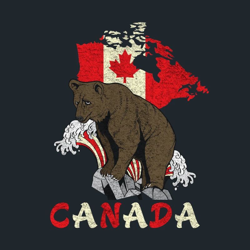Canada bear design with map and flag