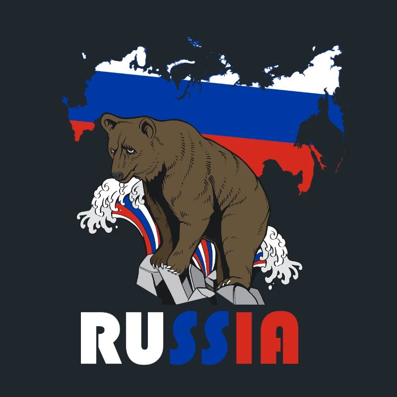 Russie conception de l’ours avec carte et drapeau