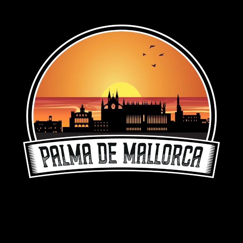 Palma de Majorque Espagne Skyline Vintage Sunset Tra