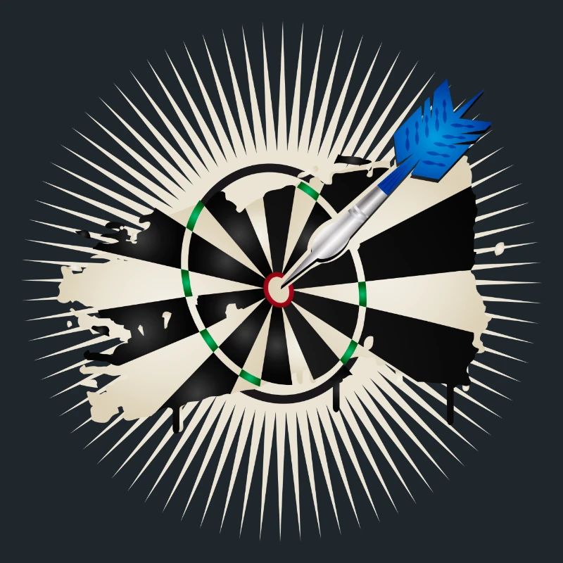 radiant dartboard with blue dart arrow