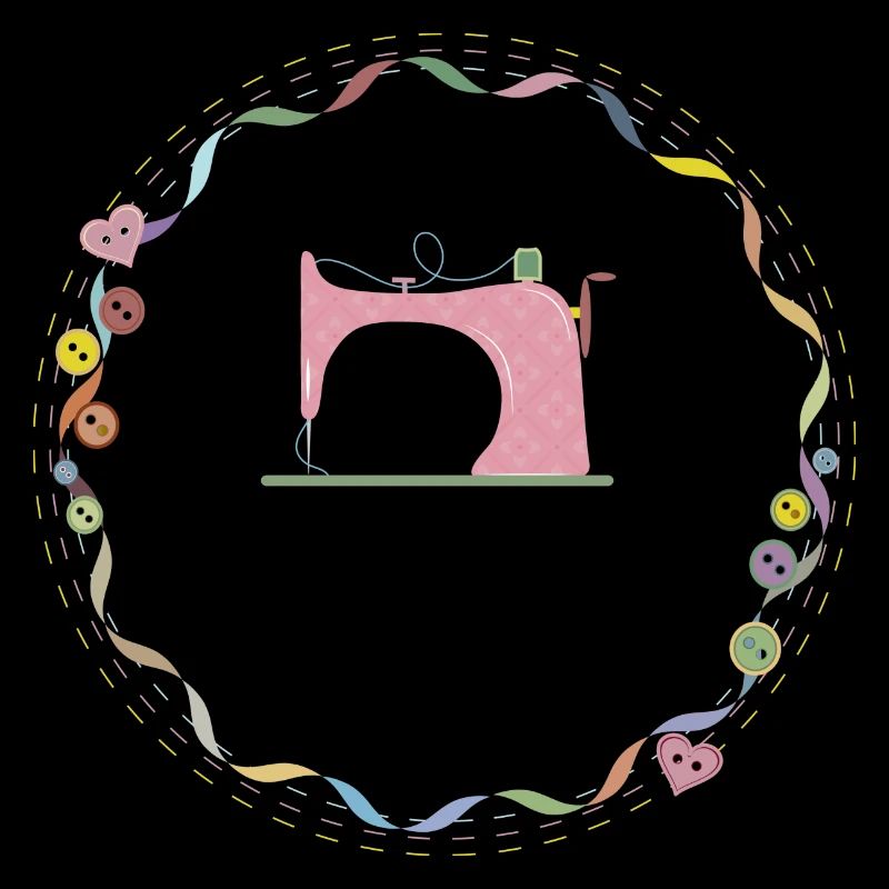 nostalgic colorful sewing machine with buttons