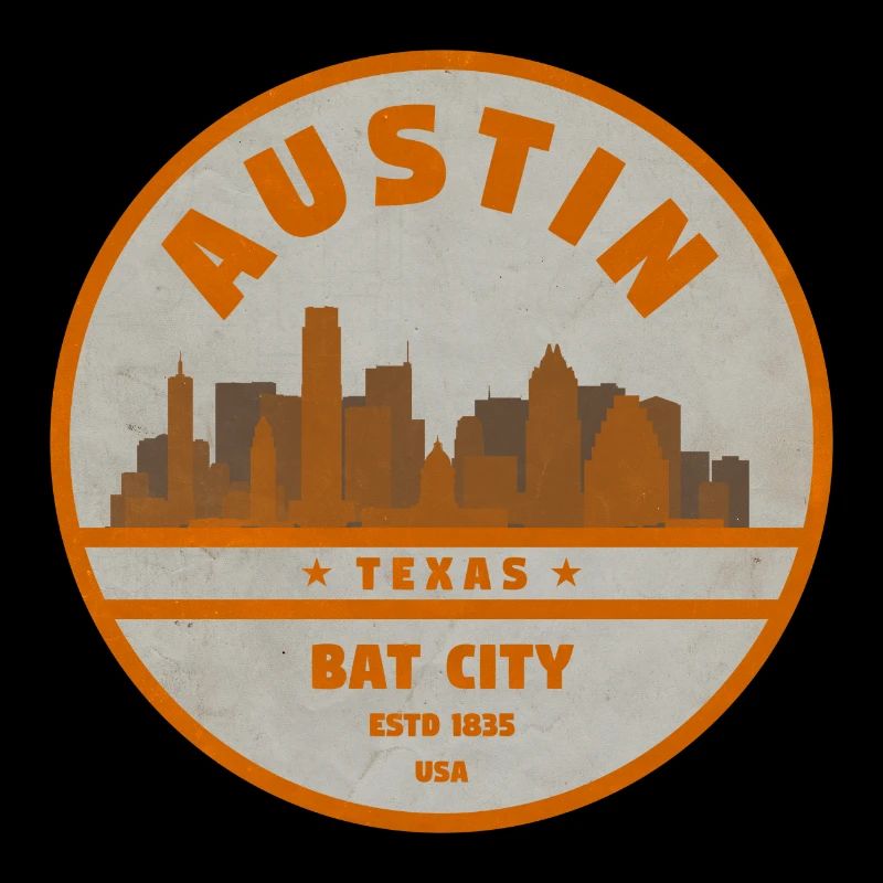 Austin Bat City Skyline Retro
