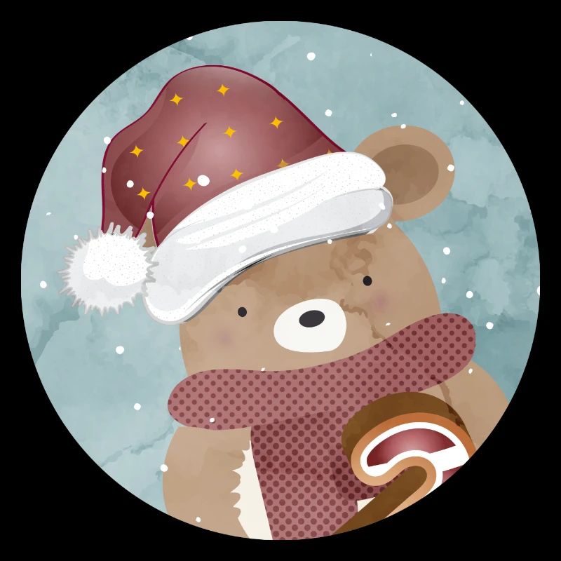 ours d’or pour Noël avec chapeau de Noël