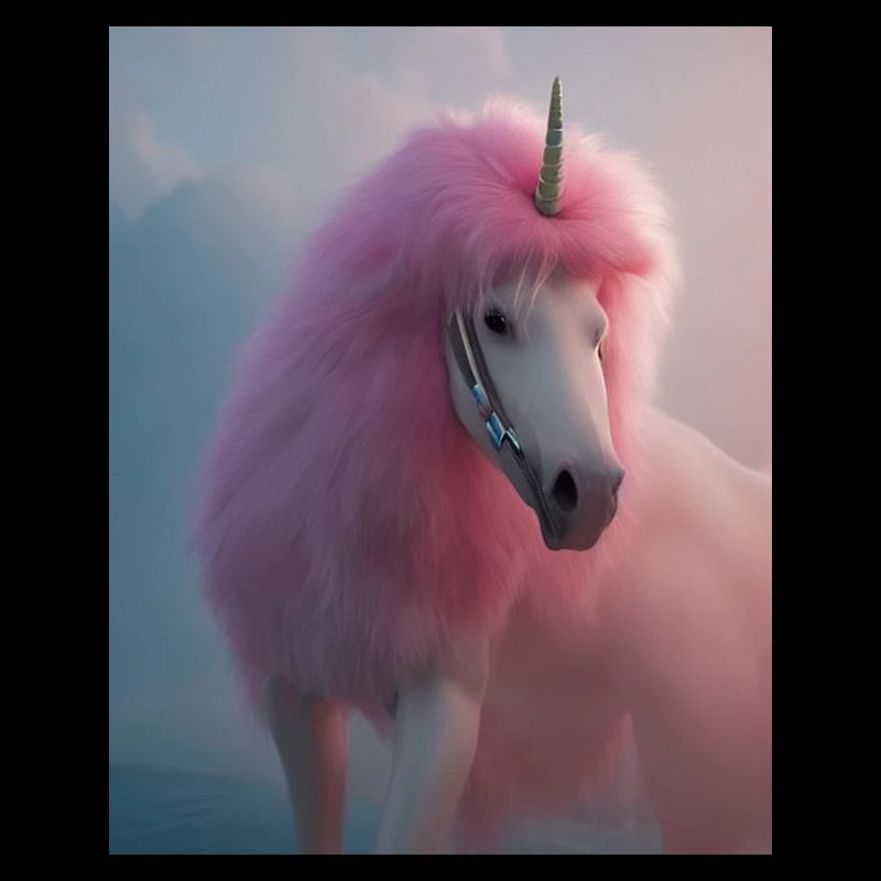 Dessin animé d’une licorne queer avec du rose