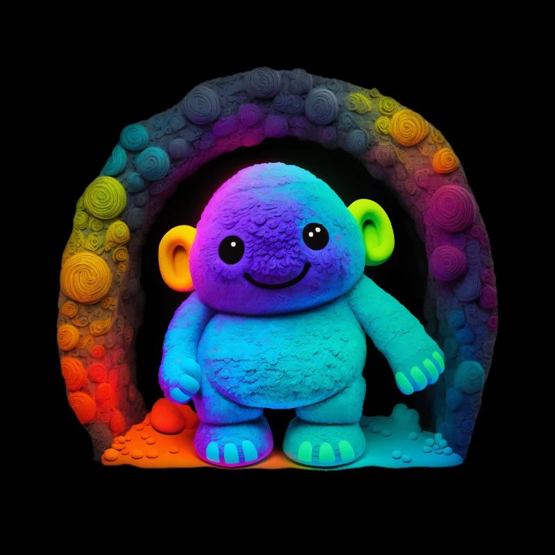 Neon Regenbogenaffe im Tunnel