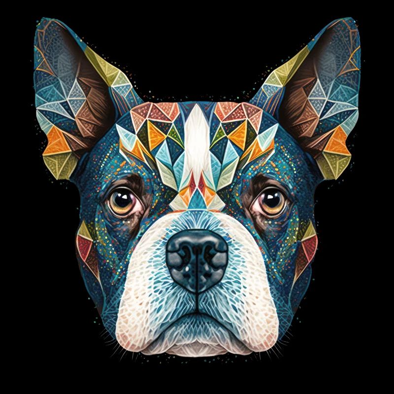 Farbenfrohes Boston Terrier Kopf Artwork