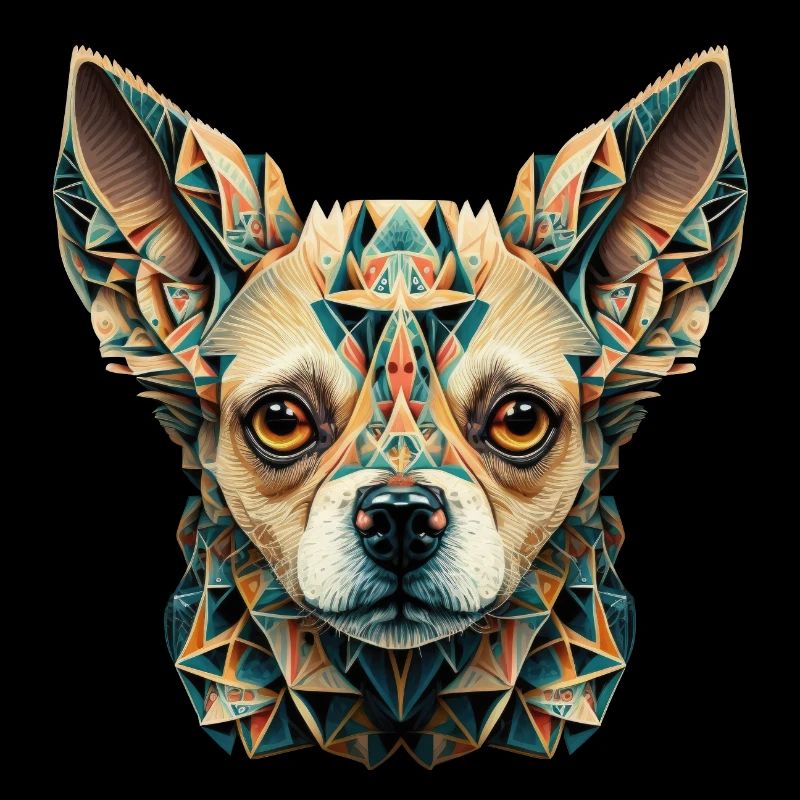 Farbenfrohes Chihuahua Kopf Artwork