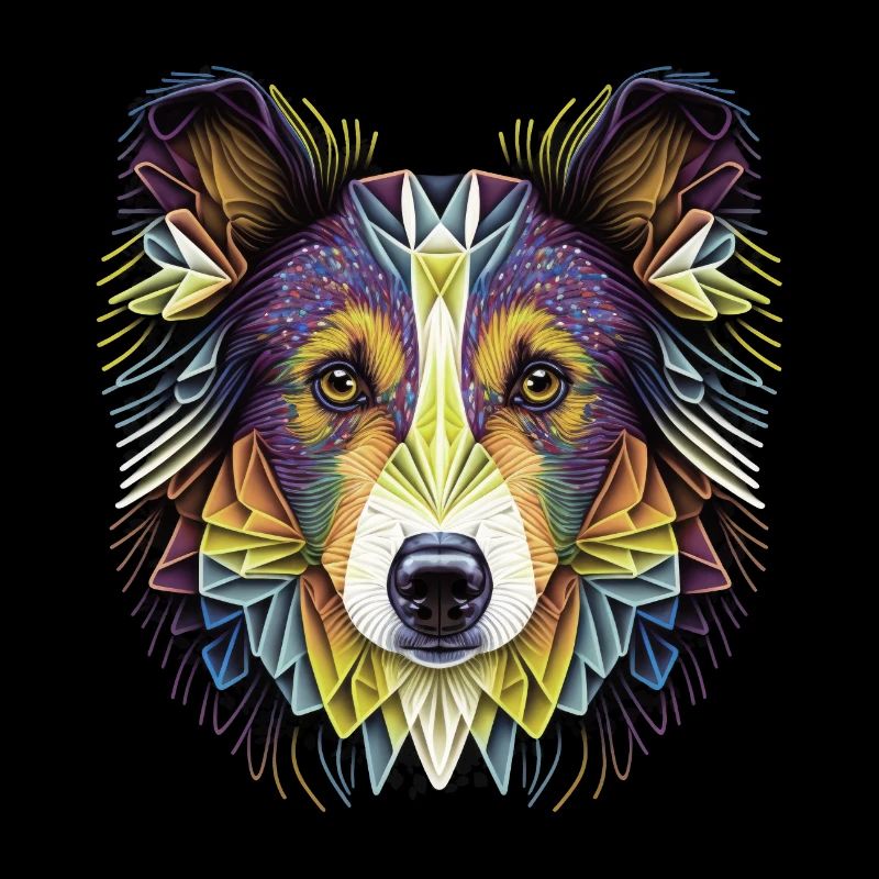 Colorful Collie Sheltie Head Artwork