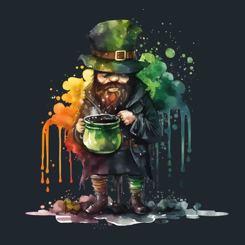 Leprechaun mit Topf und Wasserfarben