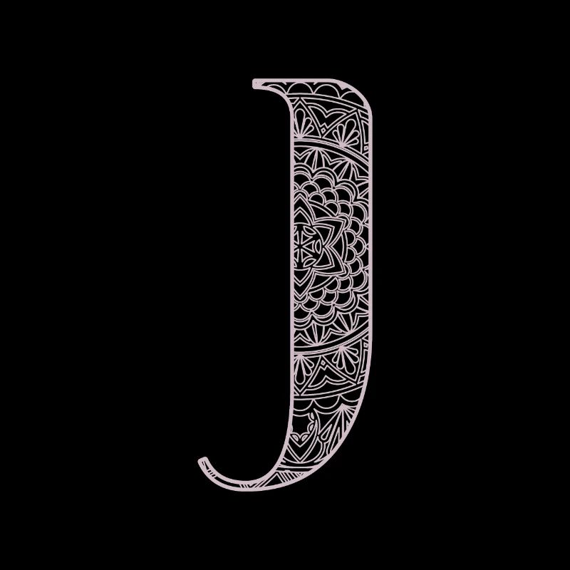 Mandala Monogram Initial in Dusky Pink - Letter J