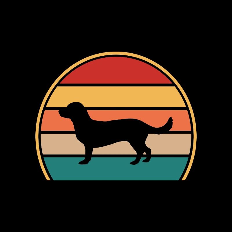 Alpine Dachsbracke Dog Silhouette Retro Sunset