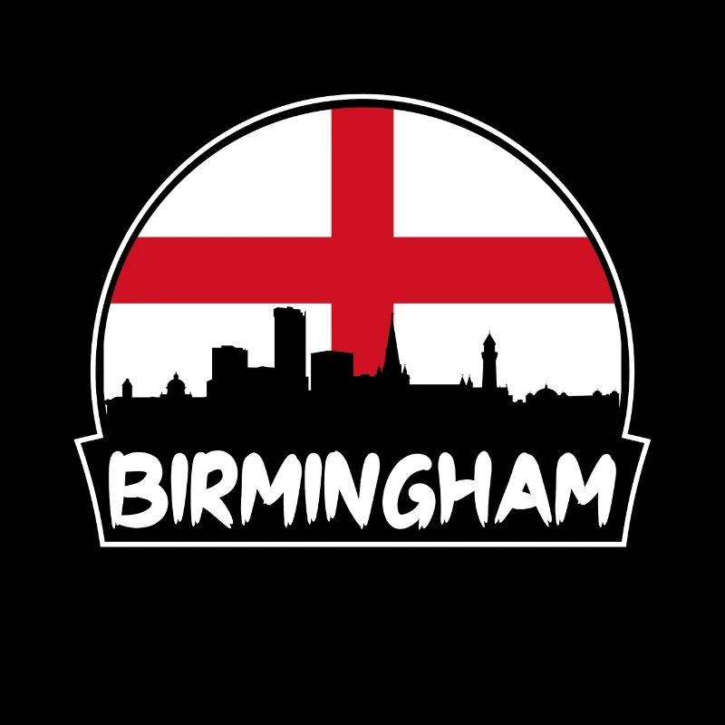 Birmingham Angleterre Drapeau Skyline Silhouette Voyage