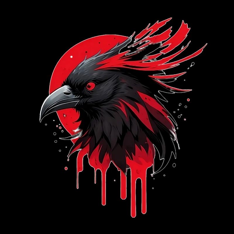 Fantasievogel rot-schwarz